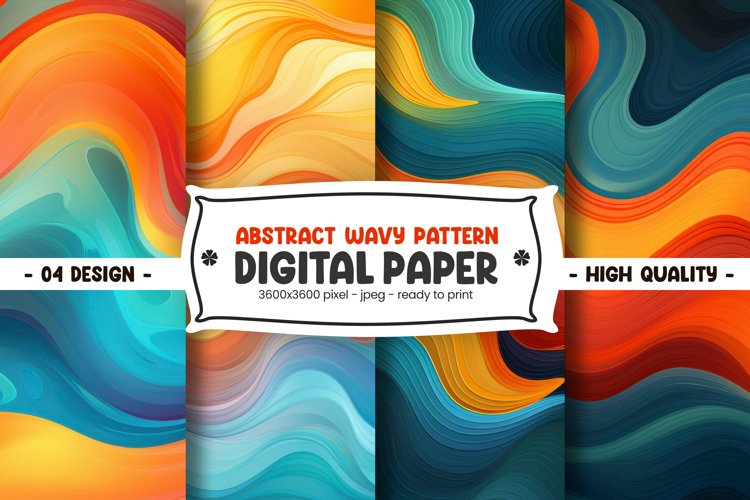 Abstract wavy pattern digital paper example image 1