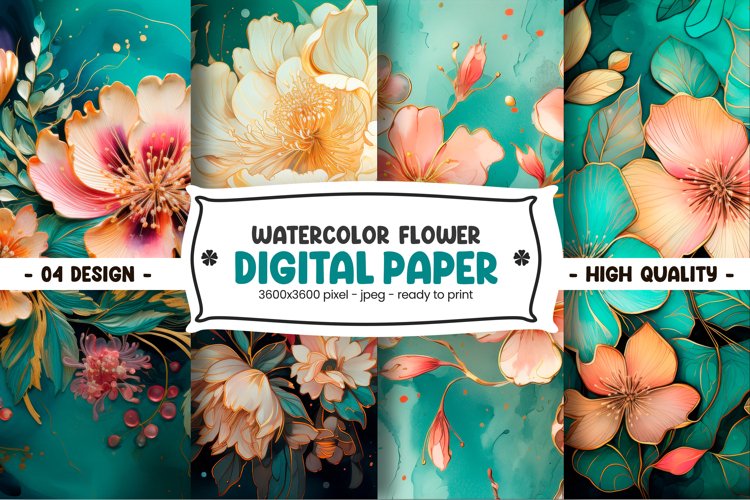 WATERCOLOR FLOWER DIGITAL PAPER