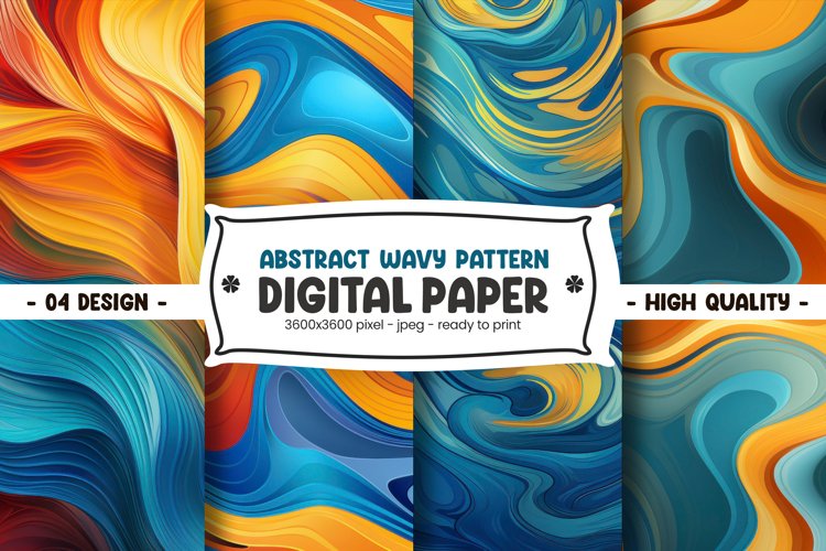 Abstract wavy pattern digital paper example image 1