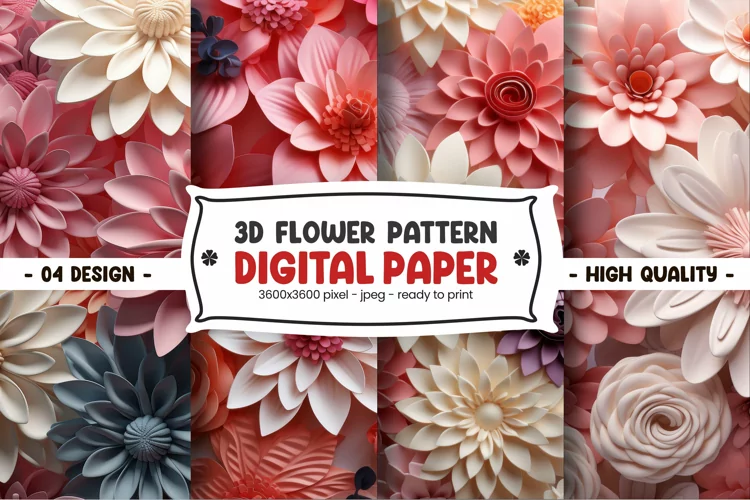 3D FLOWER PATTERN DIGITAL PAPER