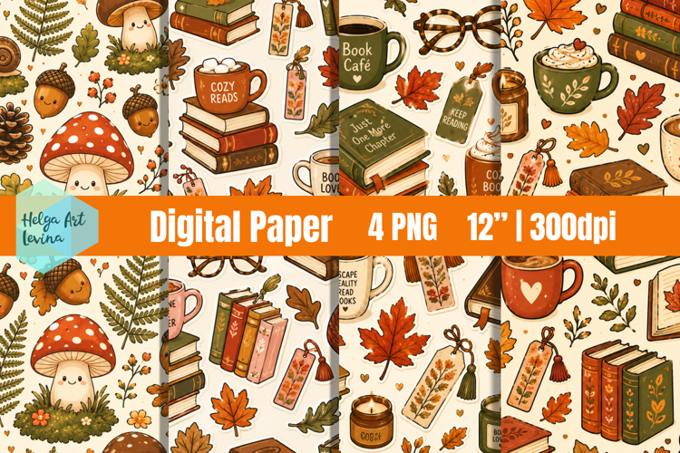 Cute Autumn Digital Paper PNG