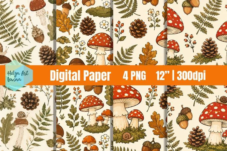 Cute Autumn Digital Paper PNG