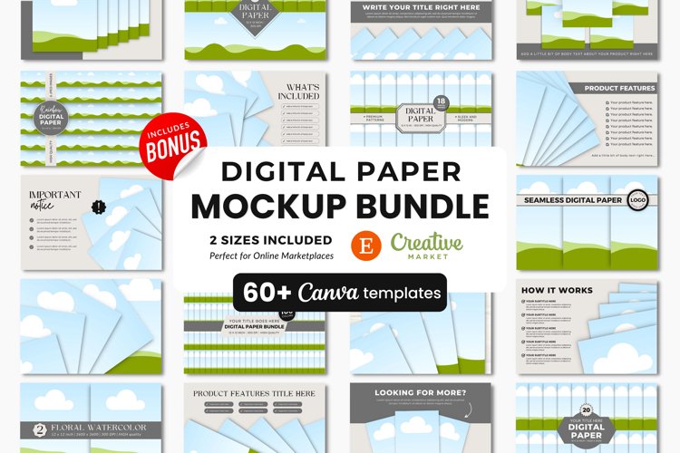 Digital Paper Canva Mockup Templates Bundle