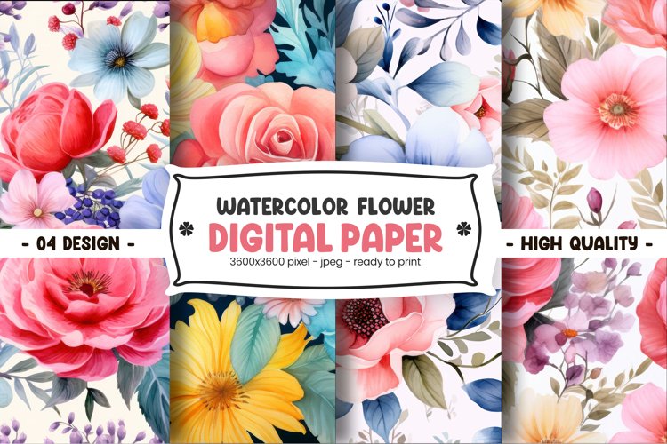 WATERCOLOR FLOWER DIGITAL PAPER