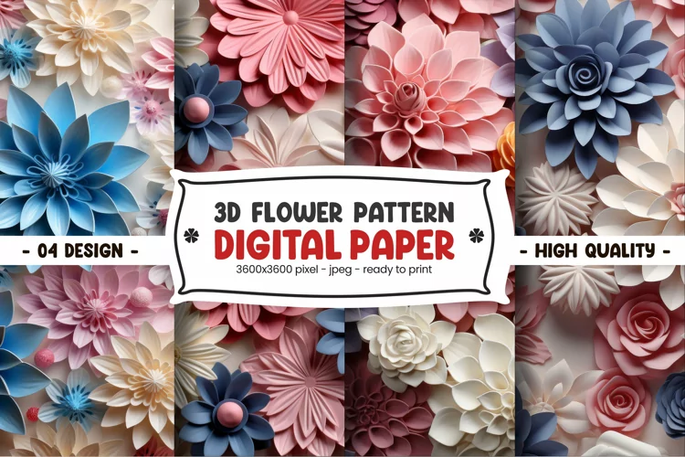 3D FLOWER PATTERN DIGITAL PAPER