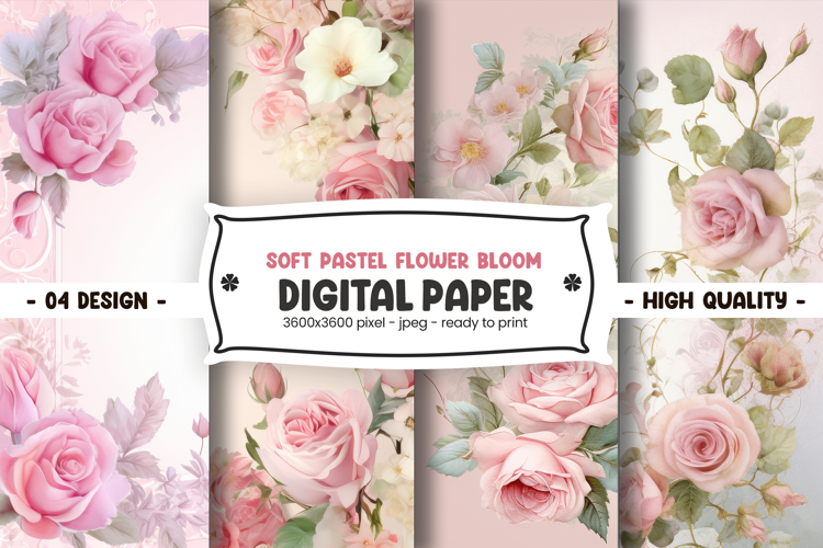 Soft pastel flower bloom digital paper