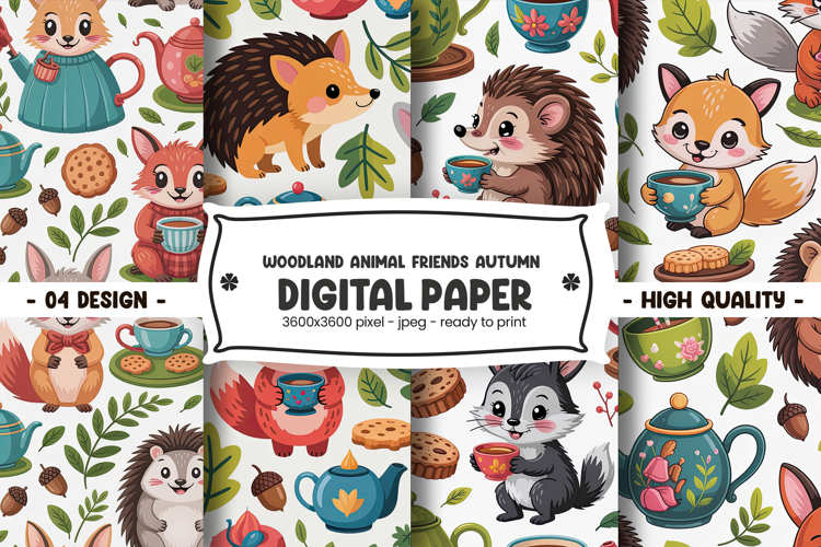 Woodland Animal Friends Autumn Pattern