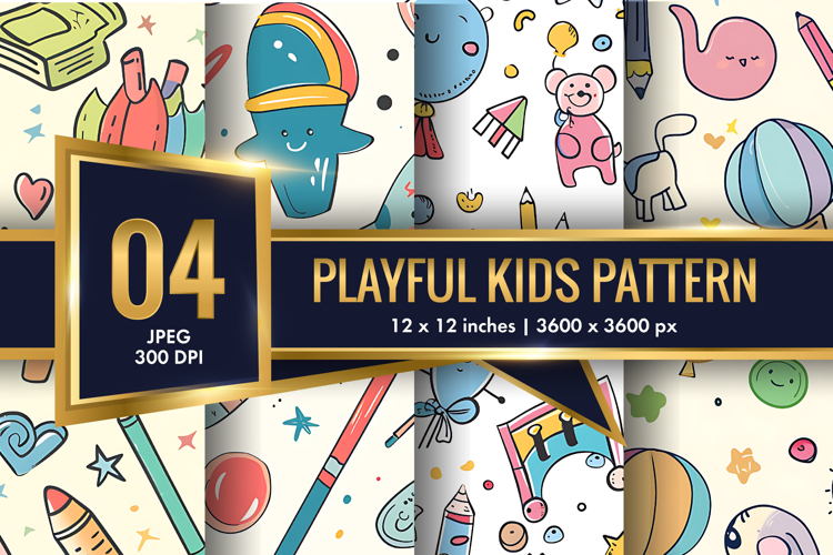 Seamless Playful Kids Pattern | Fun Childlike Digital Paper