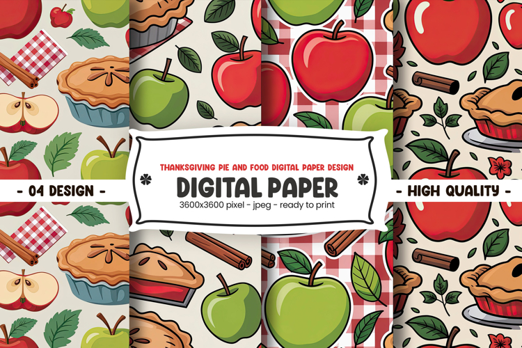 Thanksgiving Pie and Food Digital Paper