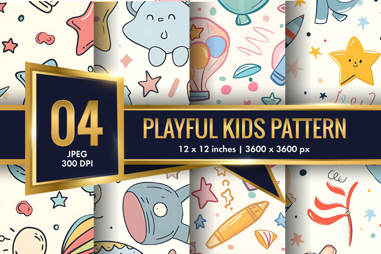 Playful Kids Cartoon Seamless Pattern | Fun Digital paper
