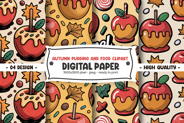 Autumn Pudding and Food Clipart Pattern