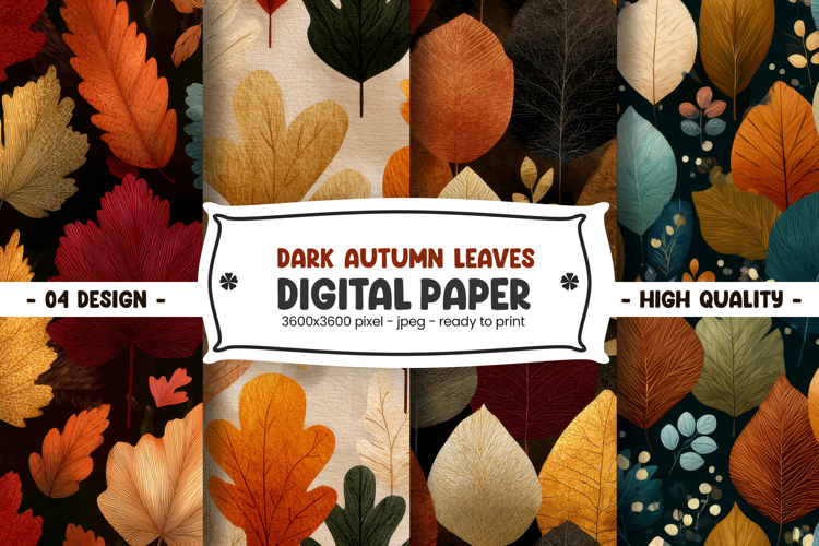 Dark Autumn Leaves Digital Paper