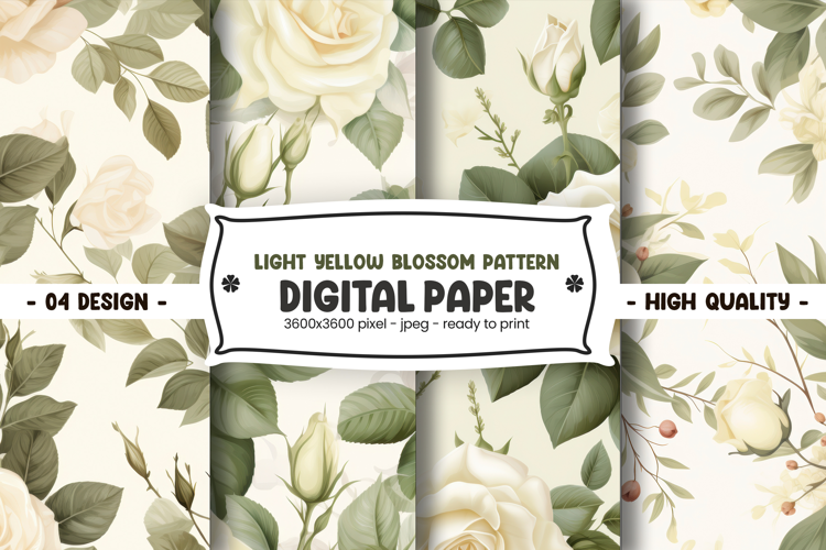 Light Yellow Blossom Pattern digital paper