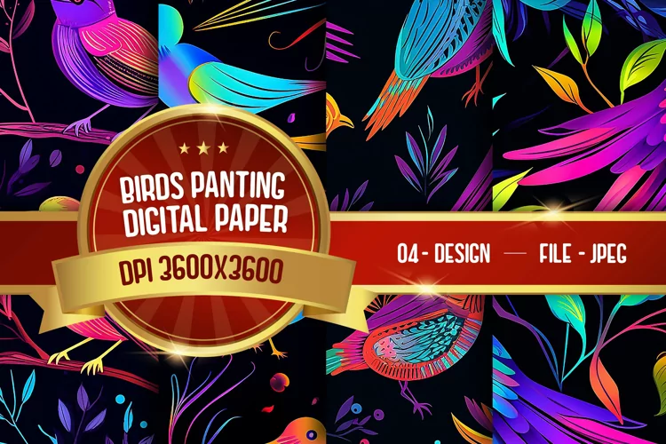 Birds Panting Digital Paper