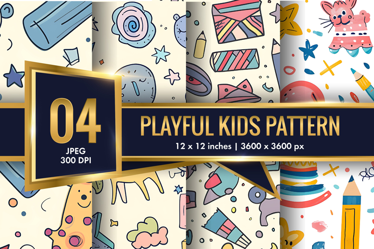 Seamless Playful Kids Pattern | Fun Childlike Digital Paper