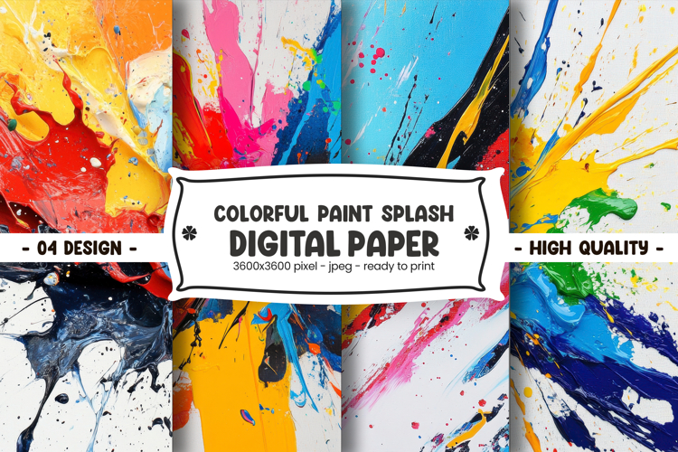 Colorful paint splash digital paper example image 1