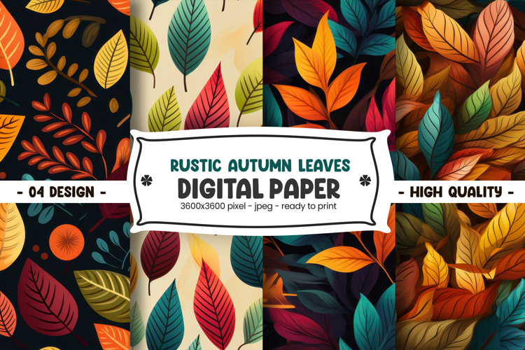 Rustic Autumn Leave Digital Paper