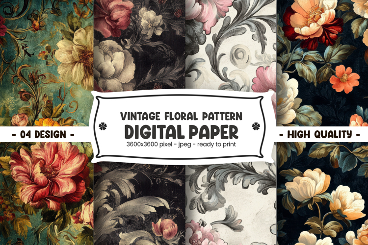 Vintage floral pattern digital paper