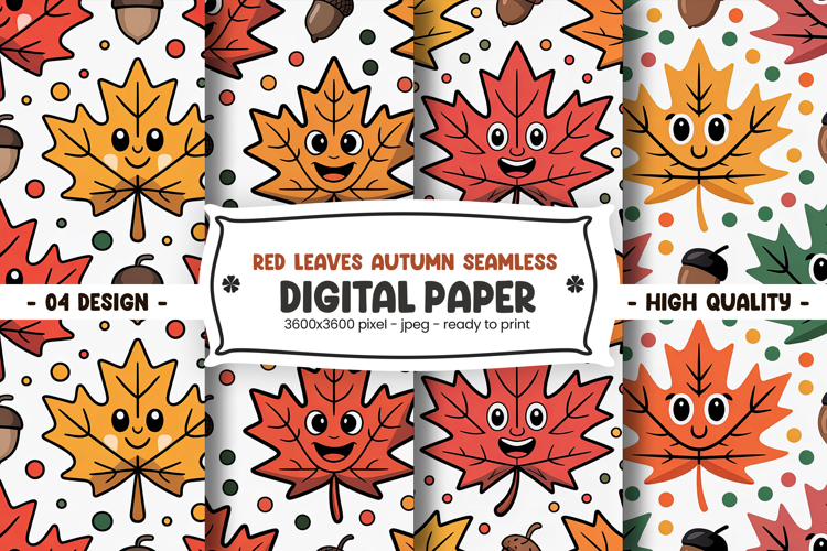 Red Leaves Autumn Seamless Pattern