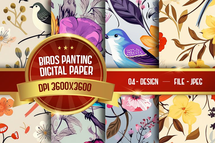Birds Panting Digital Paper
