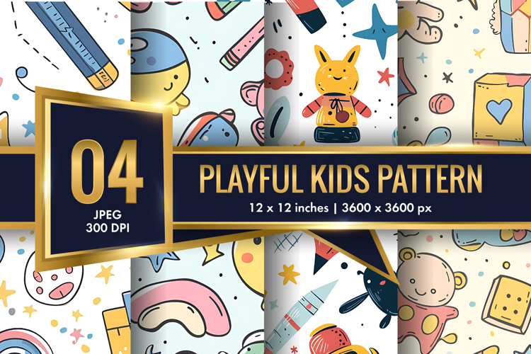 Seamless Playful Kids Pattern | Fun Childlike Digital Paper