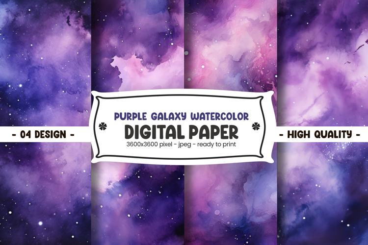 Purple Galaxy Watercolor Digital Paper