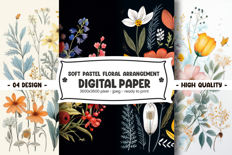 Soft pastel floral arrangement digital paper