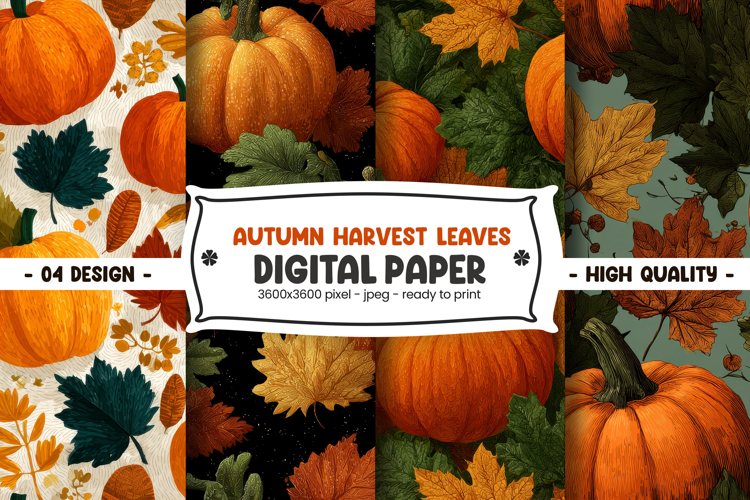 Autumn Harvest Leaves Digital Paper