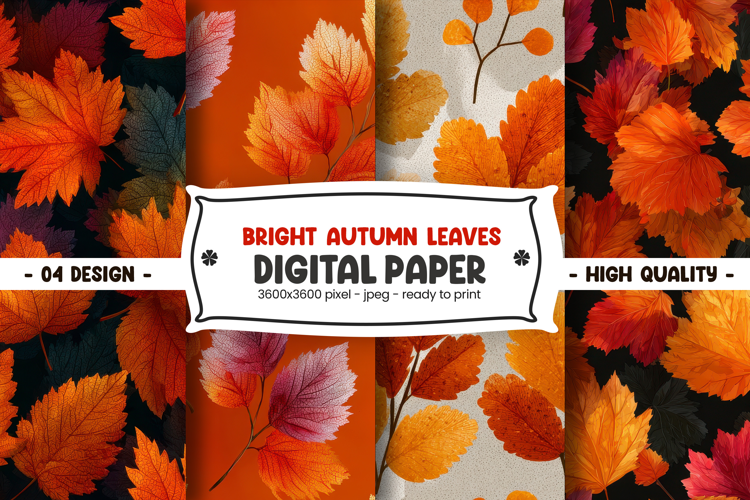 Bright Autumn Leaves Digital Paper