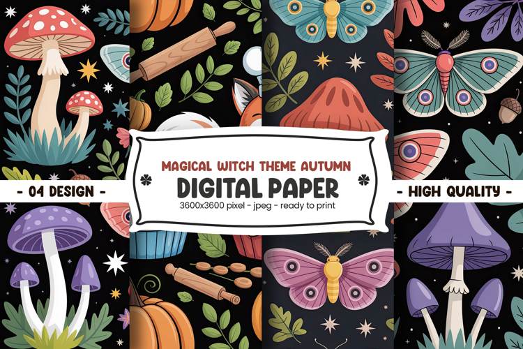 Magical Witch Theme Autumn Digital Paper
