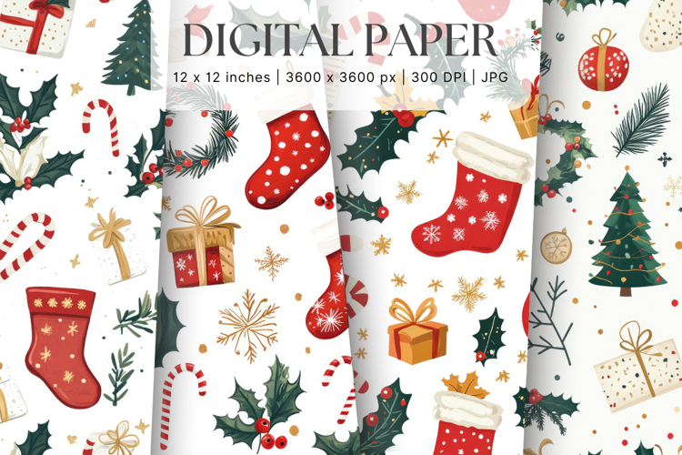 Christmas Ornament Pattern Background Digital Paper_17