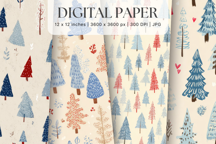 Christmas Ornament Pattern Background Digital Paper_16