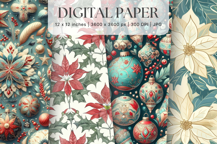Christmas Ornament Pattern Background Digital Paper_31