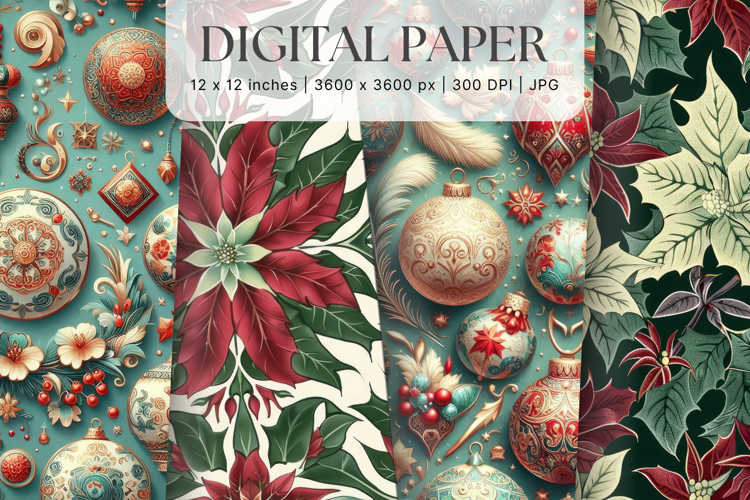 Christmas Ornament Pattern Background Digital Paper_24