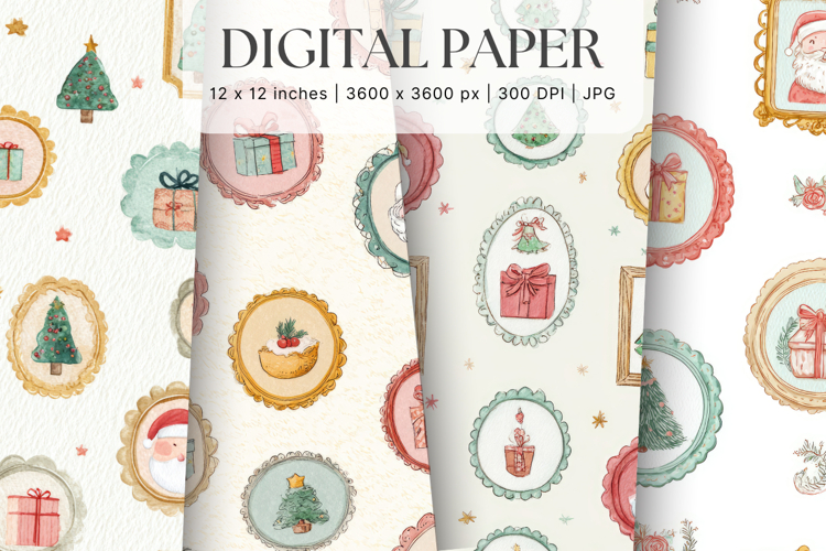 Christmas Ornament Pattern Background Digital Paper_27