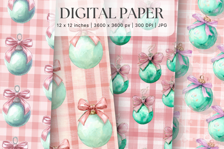 Christmas Ornament Pattern Background Digital Paper_7