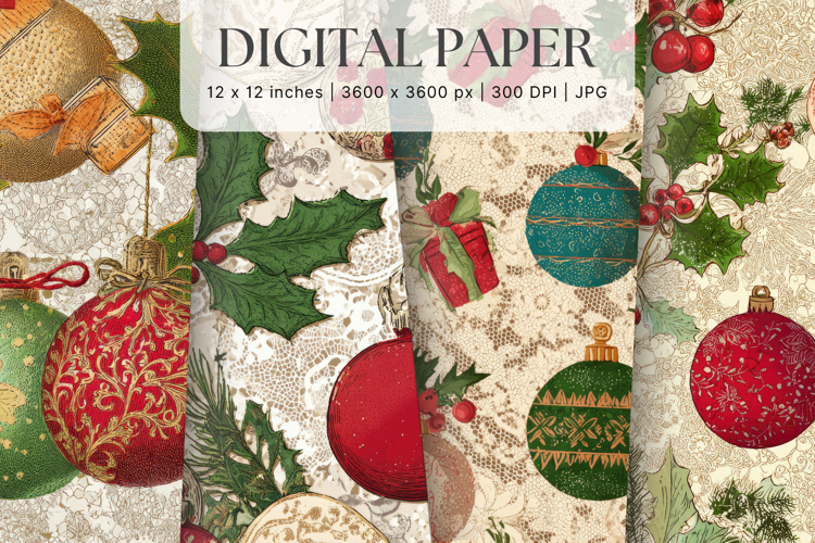 Christmas Ornament Pattern Background Digital Paper_11