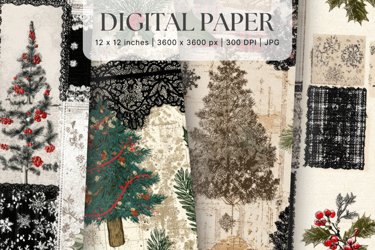 Christmas Ornament Pattern Background Digital Paper_10