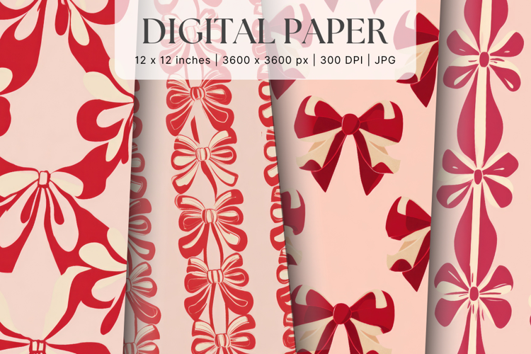 Bow Ribbon Background Bow Digital Paper Pattern Wallpaper
