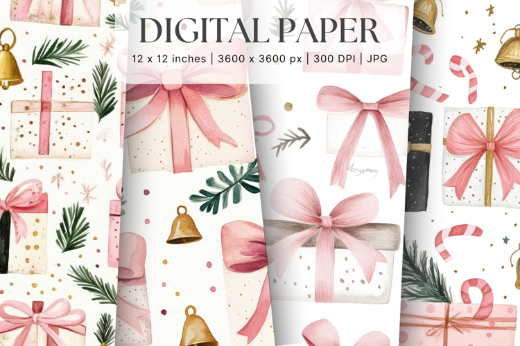 Christmas Ornament Pattern Background Digital Paper_12