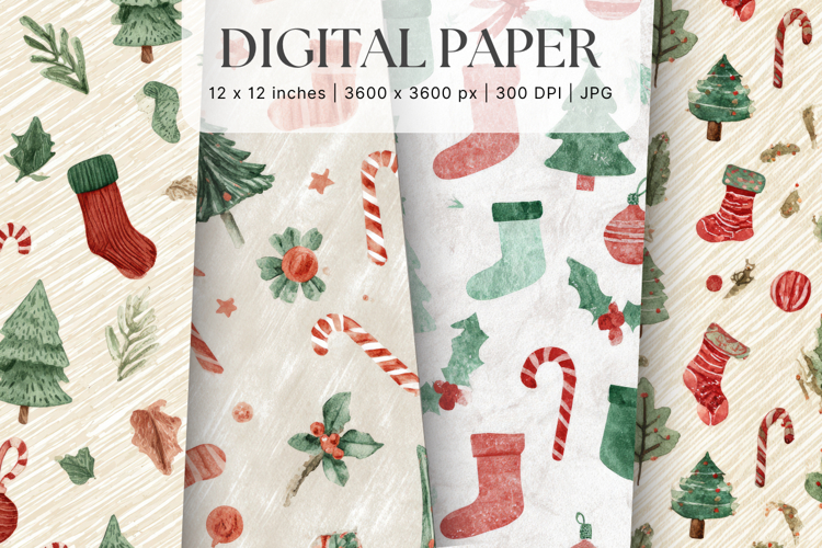 Christmas Ornament Pattern Background Digital Paper_21