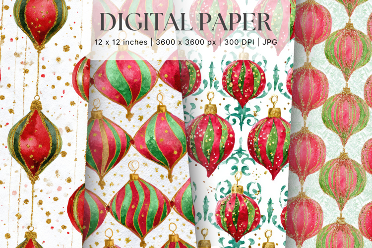 Christmas Ornament Pattern Background Digital Paper_2
