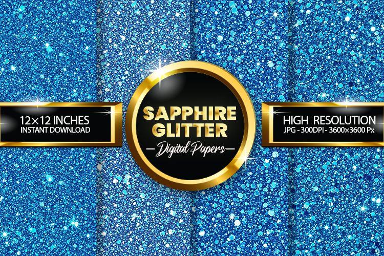 Sapphire Glitter Digital Papers - 04 variations