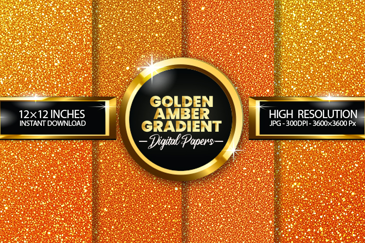 Golden Amber Gradient Digital Papers - 04 variations