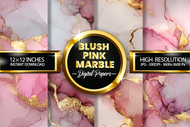 Blush Pink Marble Digital Papers - 04 Variations