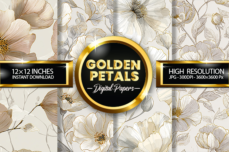 Golden Petals Digital Papers - 04 Variations