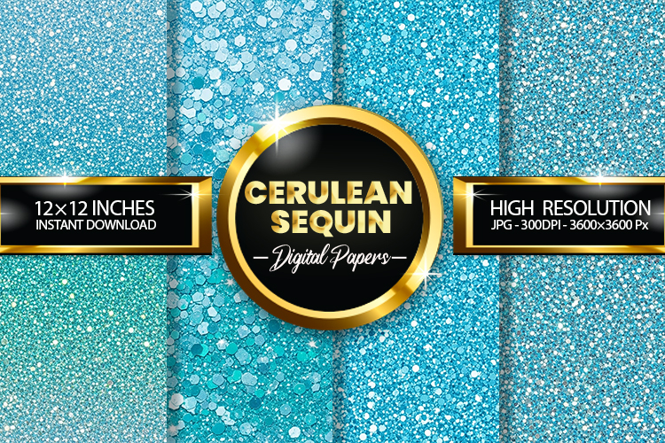 Cerulean Sequin Digital Papers - 04 variations
