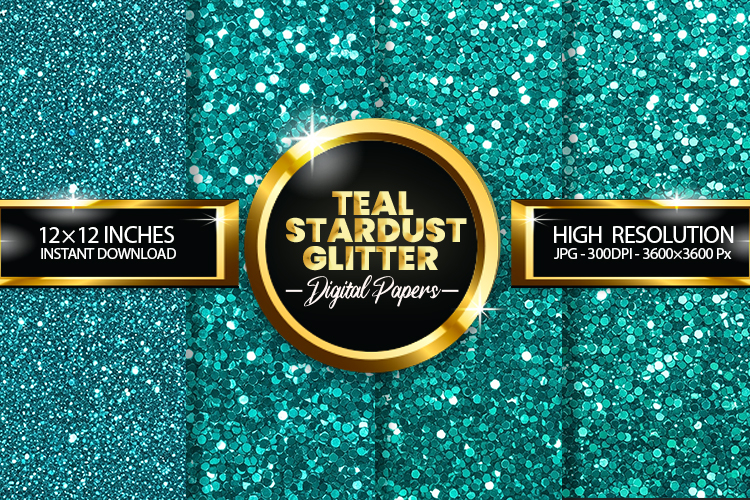 Teal Stardust Glitter Digital Papers - 04 variations