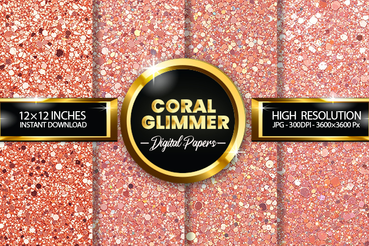 Coral Glimmer Digital Papers - 04 variations
