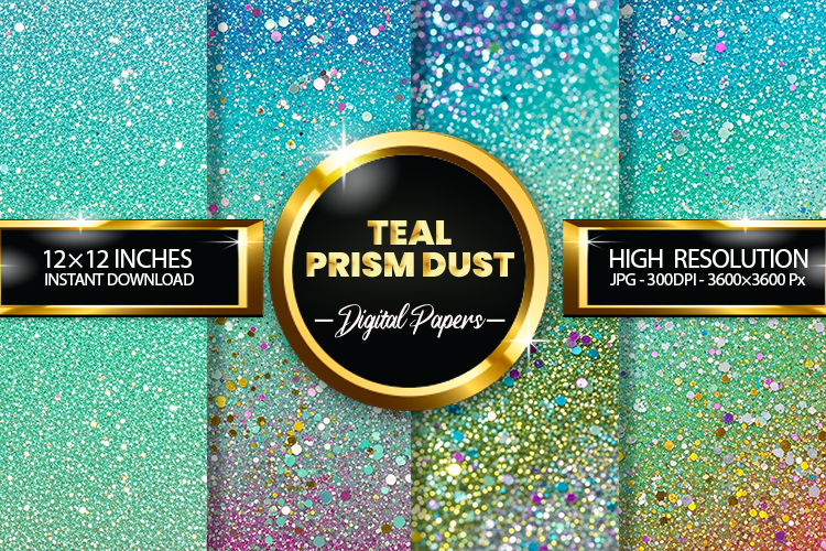 Teal Prism Dust Digital Papers - 04 variations